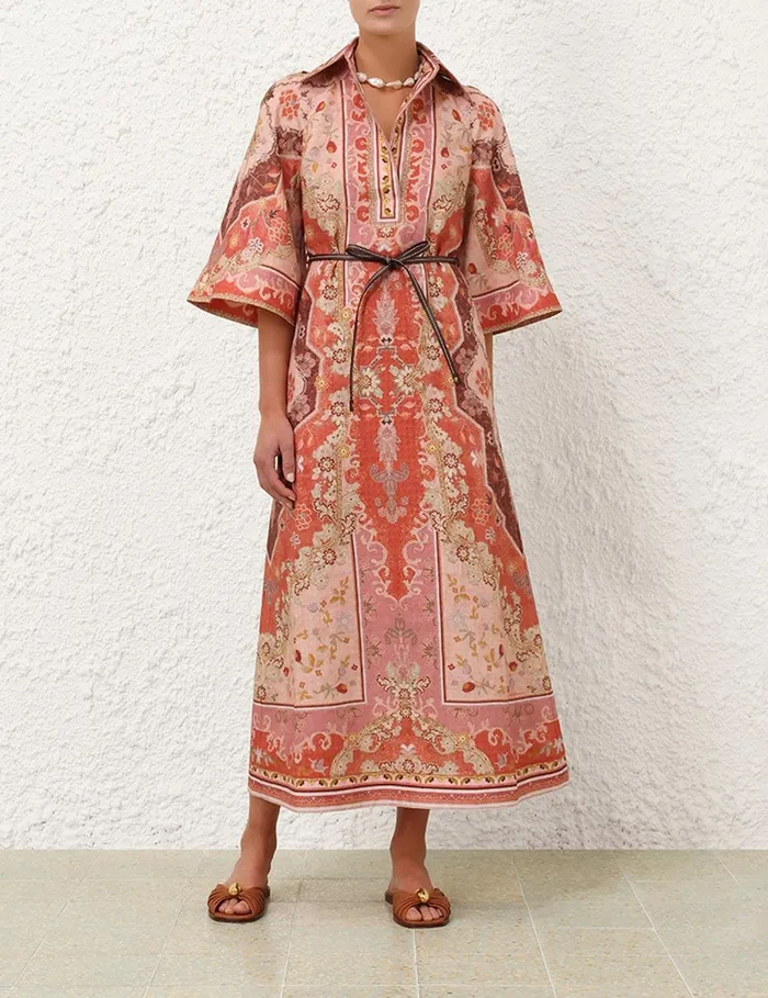 Women Dresses and Coverups Zimmermann Wylie Tunic Midi Dress Rust Multi