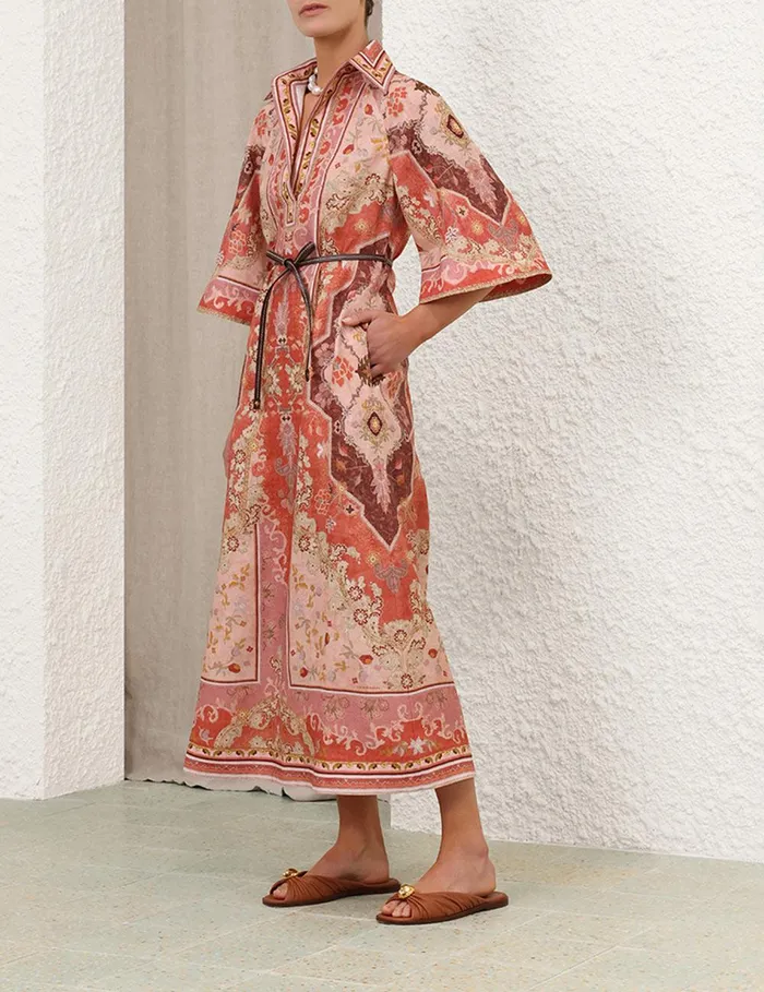 Women Dresses and Coverups Zimmermann Wylie Tunic Midi Dress Rust Multi