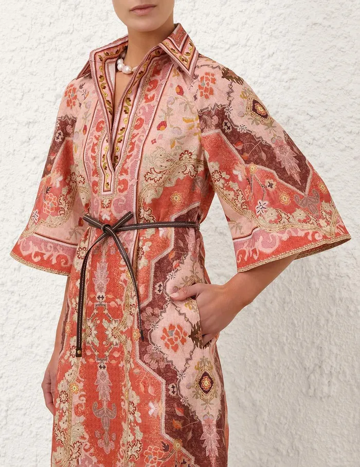 Women Dresses and Coverups Zimmermann Wylie Tunic Midi Dress Rust Multi