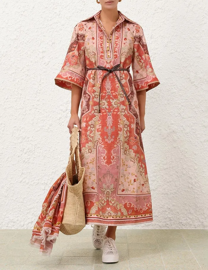 Women Dresses and Coverups Zimmermann Wylie Tunic Midi Dress Rust Multi