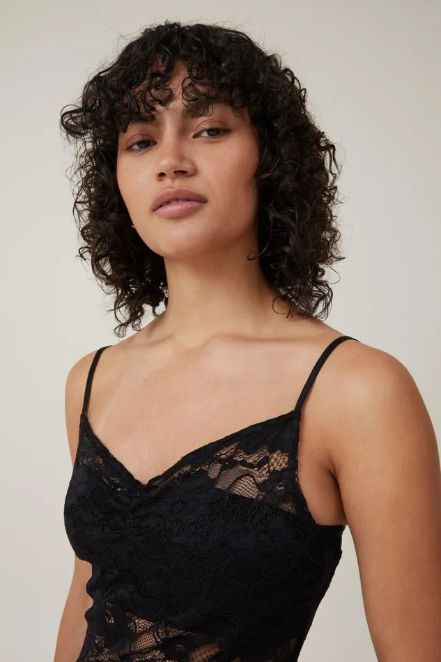 Women Dresses Cotton On Lace Slip Maxi Dress Black