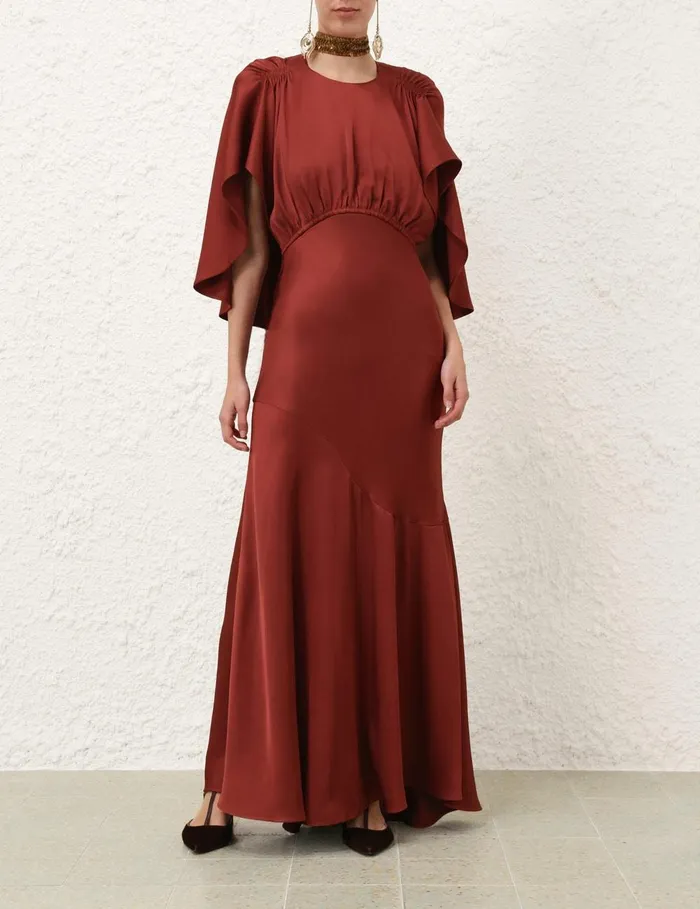 Women Dresses Zimmermann Eden Cascading Midi Dress Chestnut