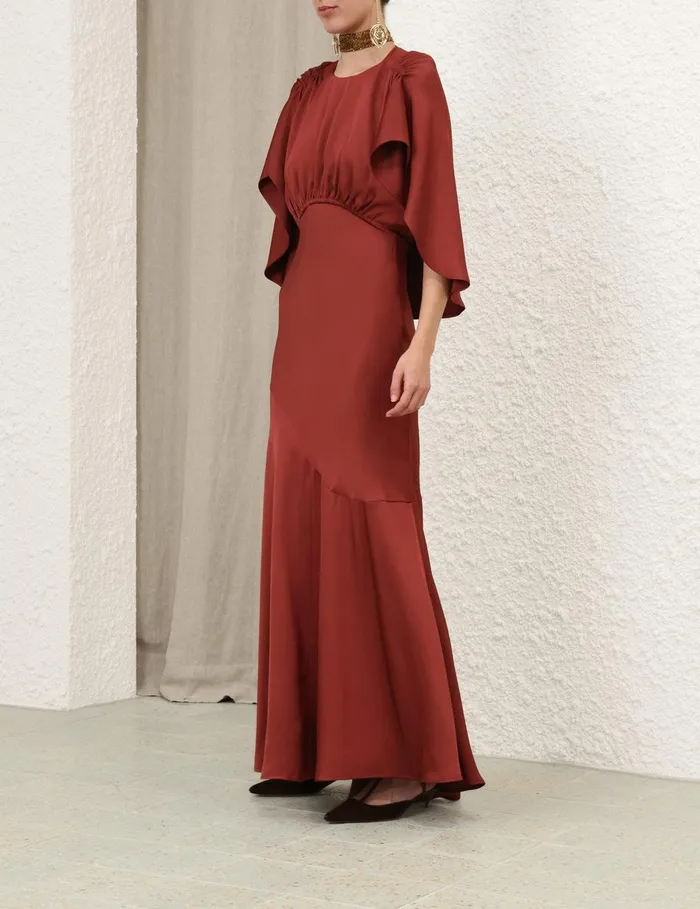 Women Dresses Zimmermann Eden Cascading Midi Dress Chestnut
