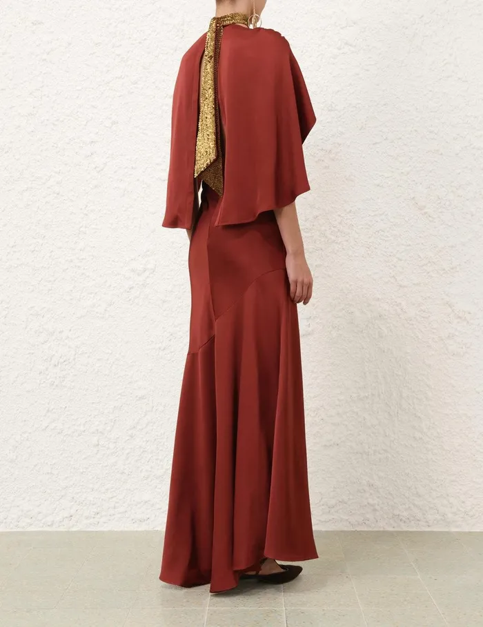 Women Dresses Zimmermann Eden Cascading Midi Dress Chestnut