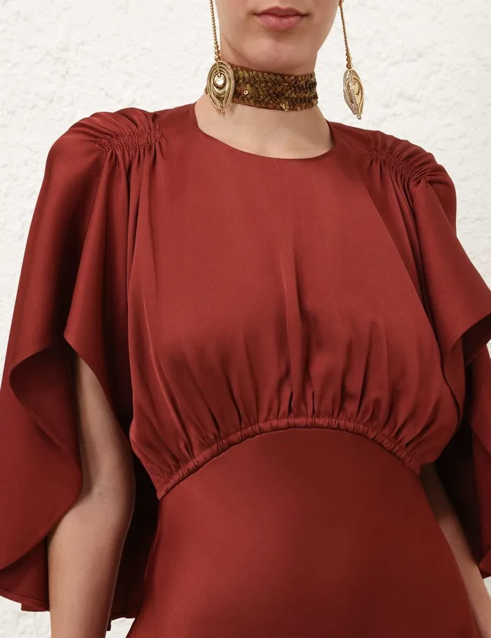 Women Dresses Zimmermann Eden Cascading Midi Dress Chestnut