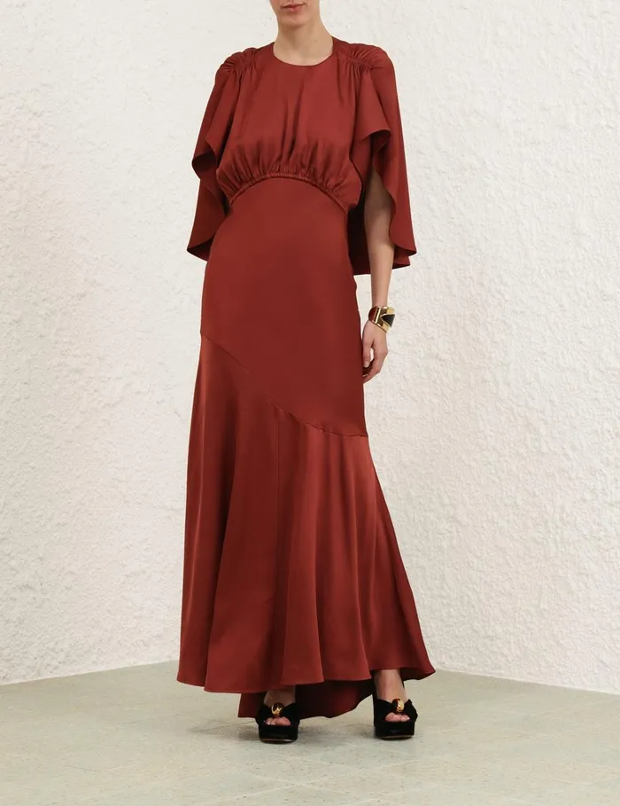 Women Dresses Zimmermann Eden Cascading Midi Dress Chestnut