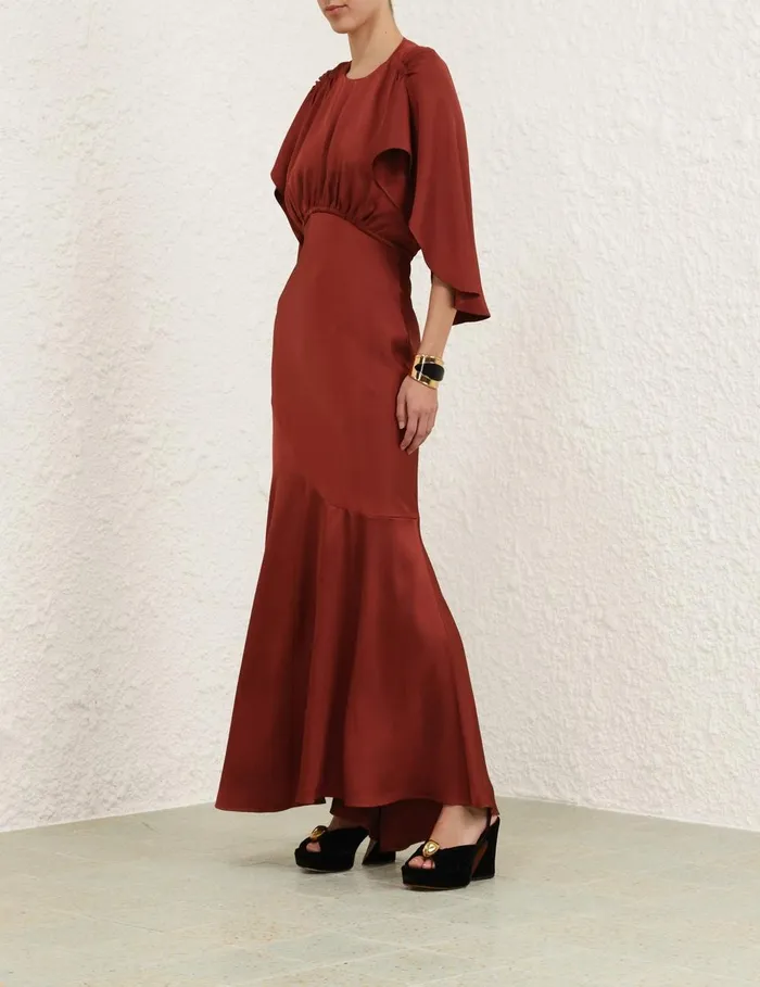 Women Dresses Zimmermann Eden Cascading Midi Dress Chestnut