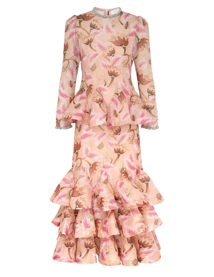 Women Dresses Zimmermann Illustration Tiered Midi Dress Myrtle Eden