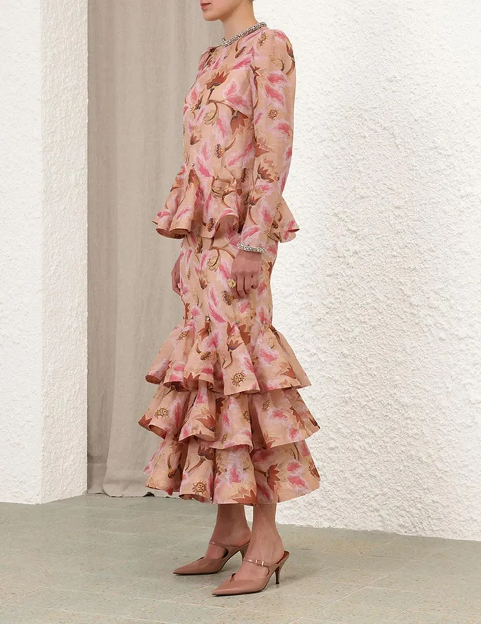Women Dresses Zimmermann Illustration Tiered Midi Dress Myrtle Eden