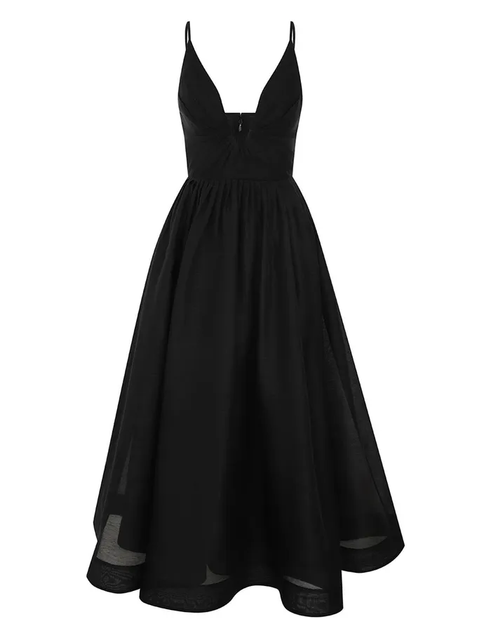 Women Dresses Zimmermann Illustration V Neck Midi Dress Black