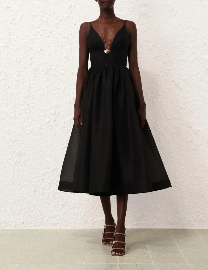 Women Dresses Zimmermann Illustration V Neck Midi Dress Black