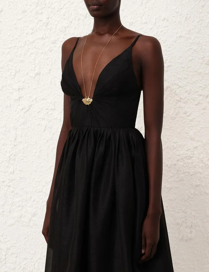 Women Dresses Zimmermann Illustration V Neck Midi Dress Black