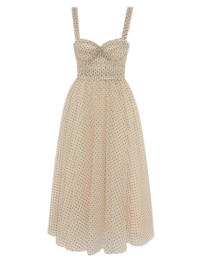 Women Dresses Zimmermann Tulle Midi Dress Creamblack Dot