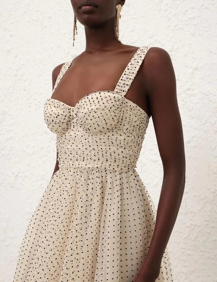 Women Dresses Zimmermann Tulle Midi Dress Creamblack Dot