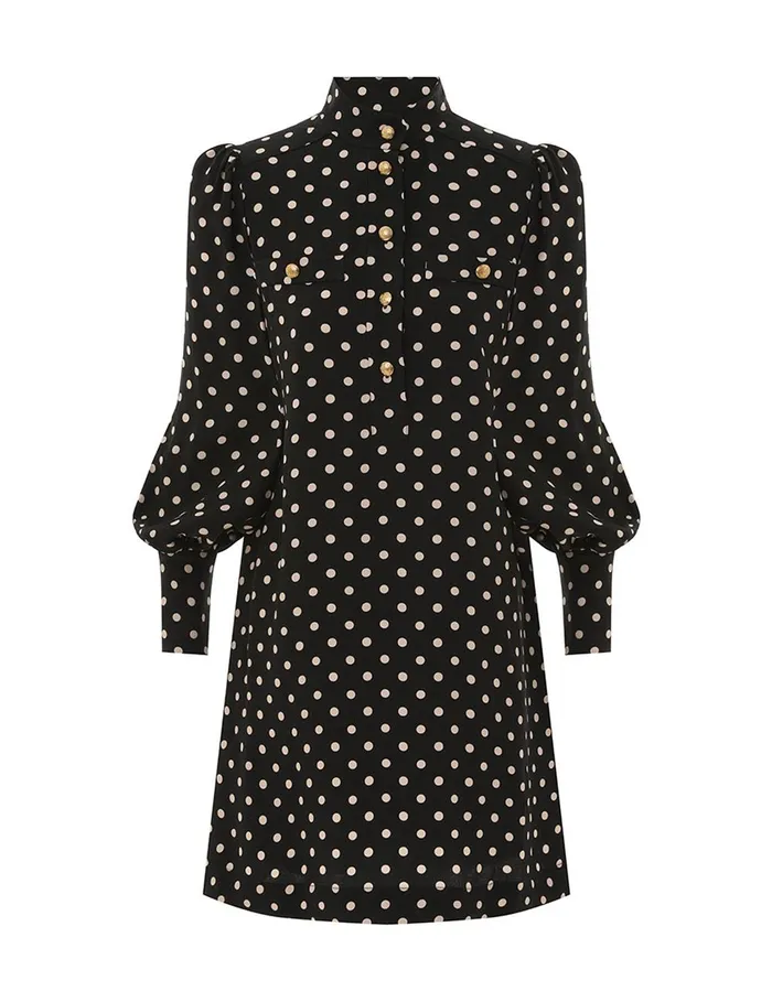 Women Dresses Zimmermann Utility Mini Dress Blackcream Dot