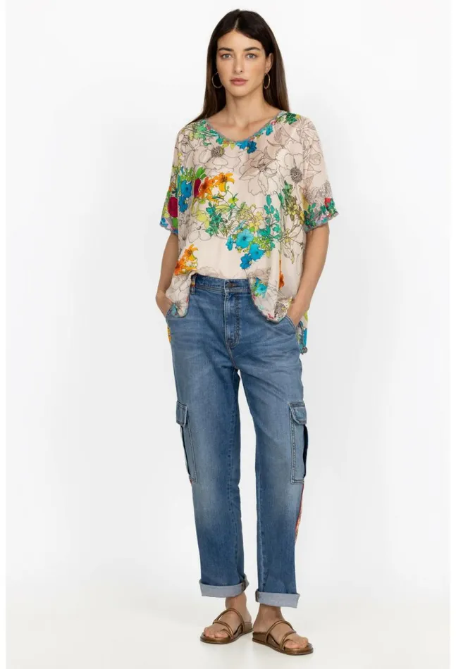 Women Eliza Cargo Jean Medium Wash Johnny Was Bottoms