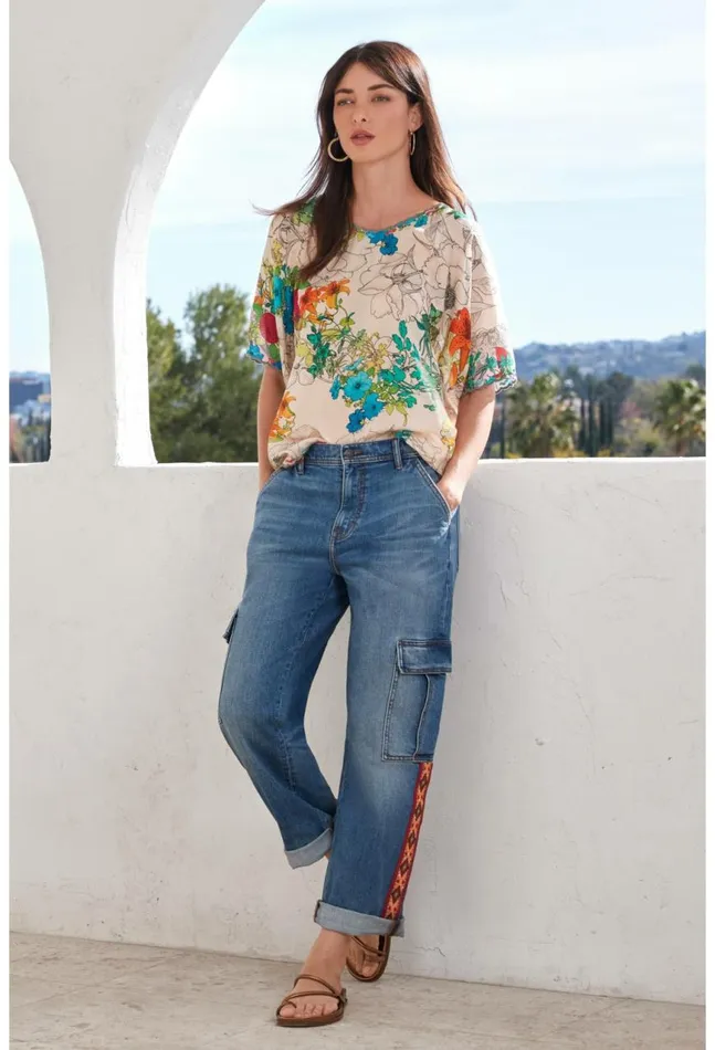 Women Eliza Cargo Jean Medium Wash Johnny Was Bottoms