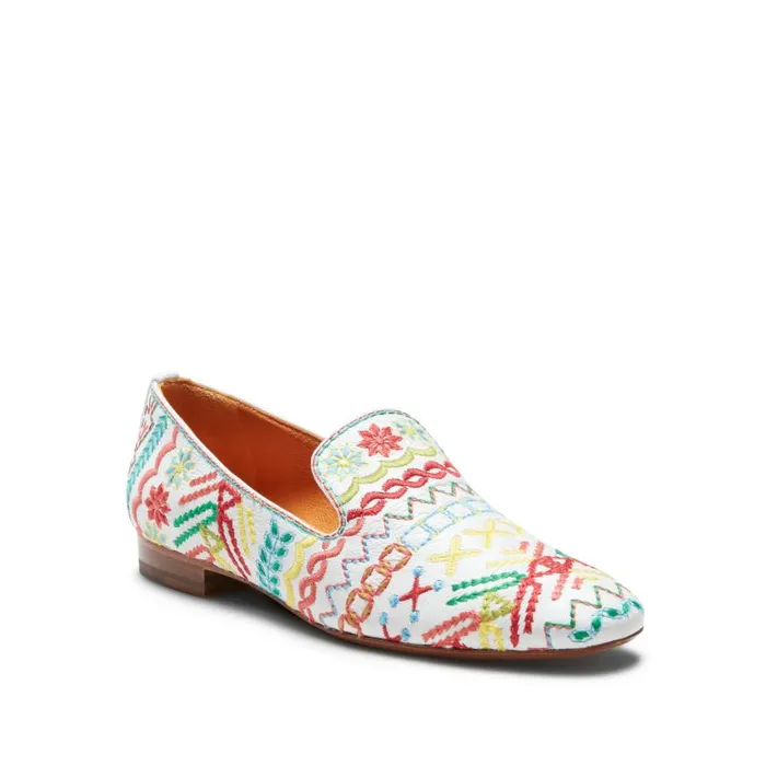 Women Embroidered Leather Slippers Orangewhite Fratelli Rossetti Slip On