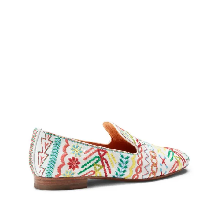 Women Embroidered Leather Slippers Orangewhite Fratelli Rossetti Slip On Women Embroidered Leather Slippers Orangewhite Fratelli Rossetti Slip On