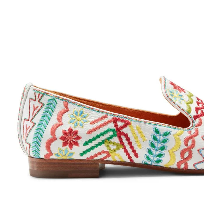 Women Embroidered Leather Slippers Orangewhite Fratelli Rossetti Slip On Women Embroidered Leather Slippers Orangewhite Fratelli Rossetti Slip On