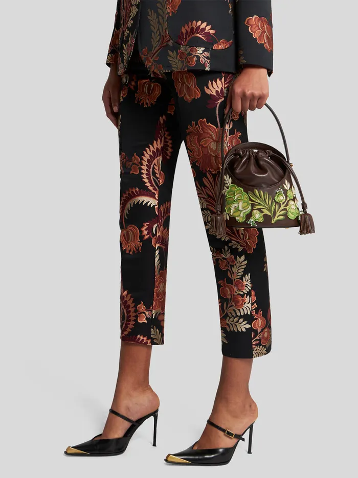 Women Etro Bucket Bags Small Saturno Bag With Embroidery Brown Women Etro Bucket Bags Small Saturno Bag With Embroidery Brown