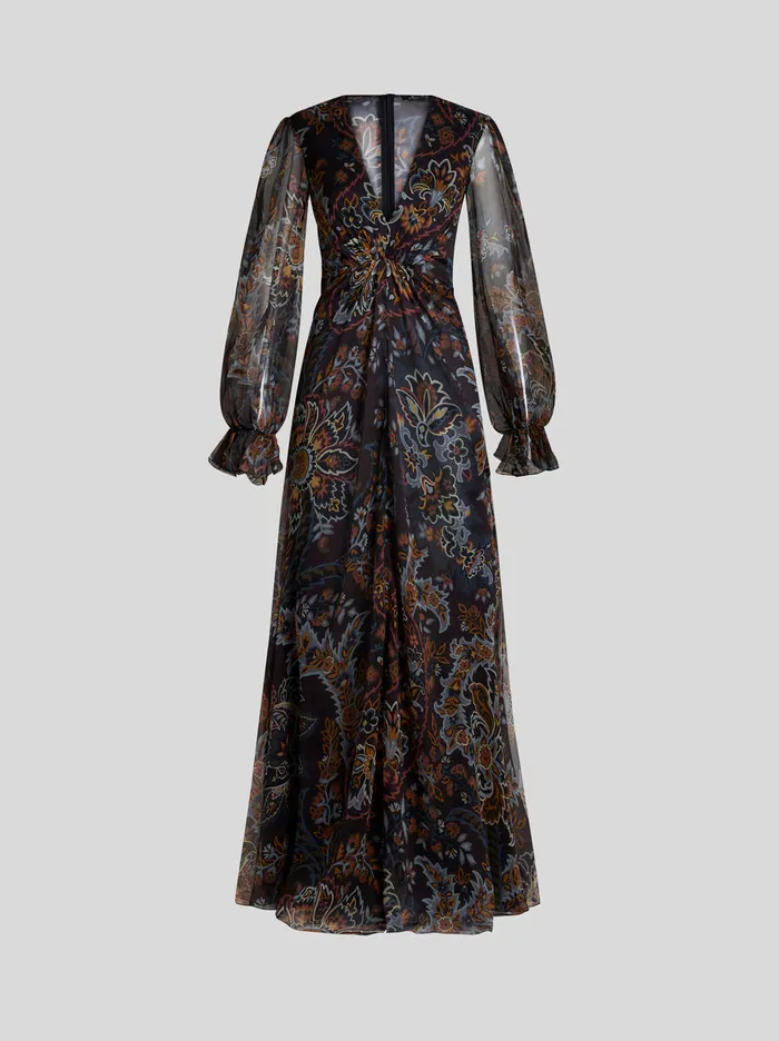 Women Etro Dresses Printed Silk Dress Black