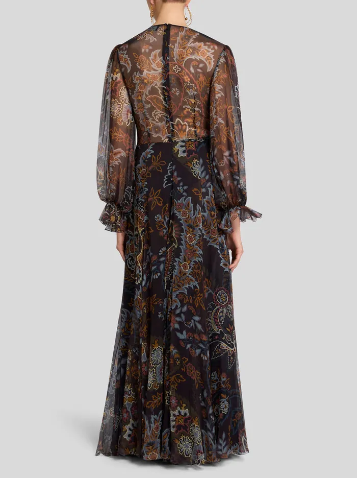 Women Etro Dresses Printed Silk Dress Black