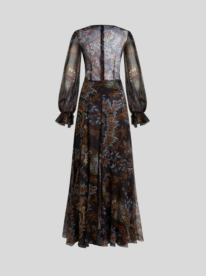 Women Etro Dresses Printed Silk Dress Black