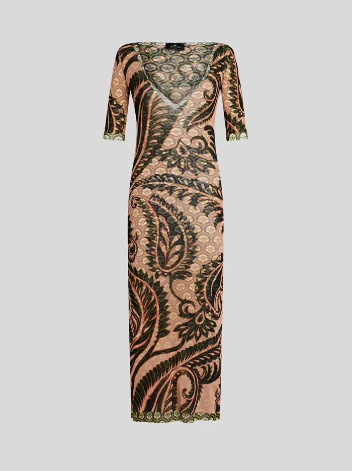 Women Etro Dresses Printed Tulle Dress Pink