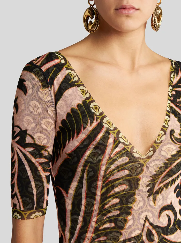 Women Etro Dresses Printed Tulle Dress Pink Women Etro Dresses Printed Tulle Dress Pink