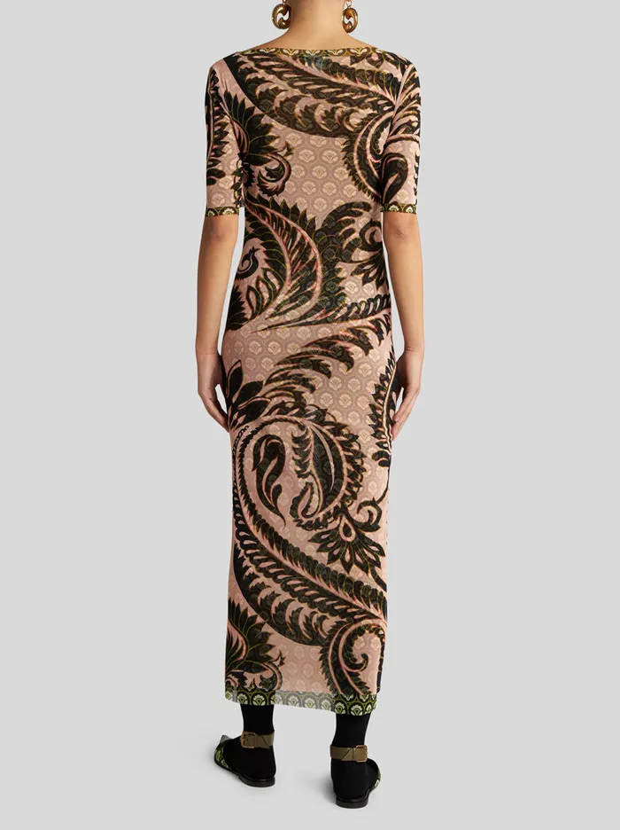 Women Etro Dresses Printed Tulle Dress Pink Women Etro Dresses Printed Tulle Dress Pink