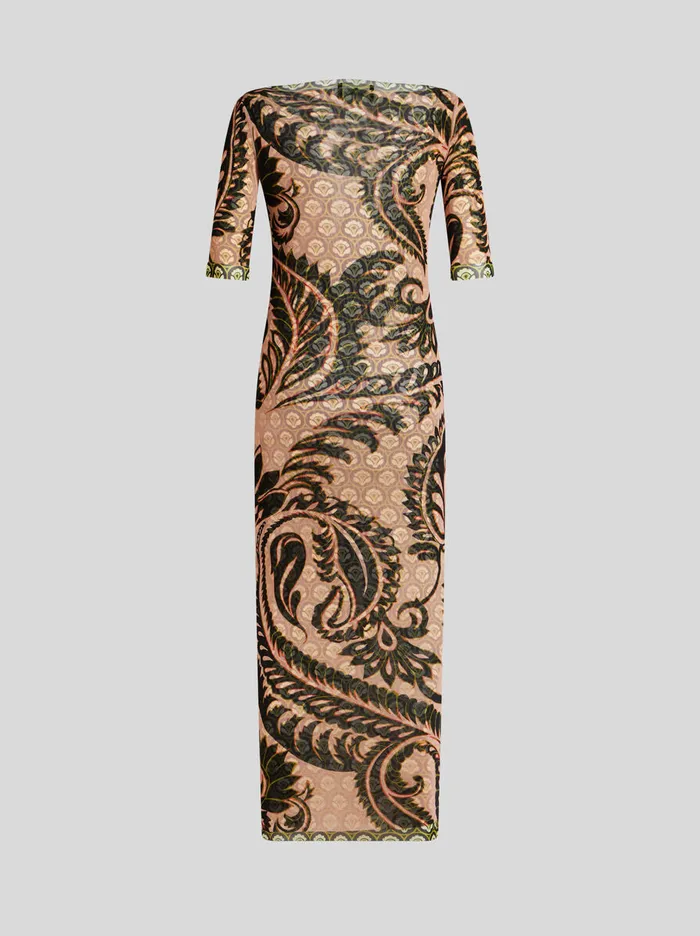 Women Etro Dresses Printed Tulle Dress Pink Women Etro Dresses Printed Tulle Dress Pink