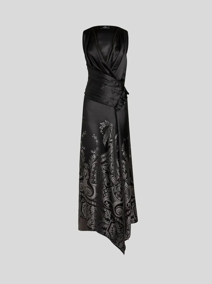 Women Etro Dresses Silk Jacquard Dress Grey