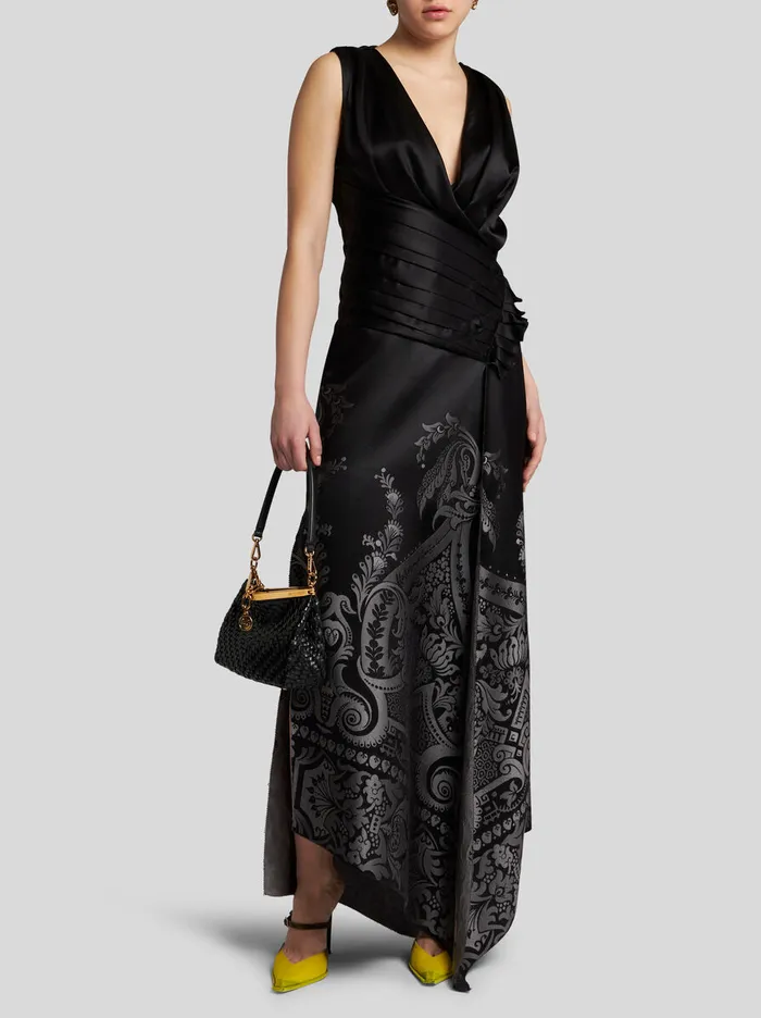 Women Etro Dresses Silk Jacquard Dress Grey Women Etro Dresses Silk Jacquard Dress Grey