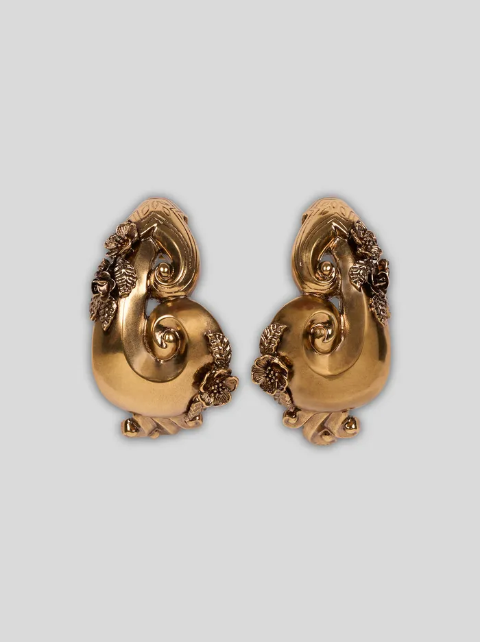 Women Etro Fashion Jewellery Curly Clip Earrings Gold