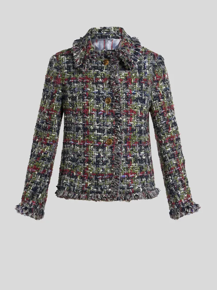 Women Etro Jackets Boucl Jacket With Pegaso Buttons Multicolour