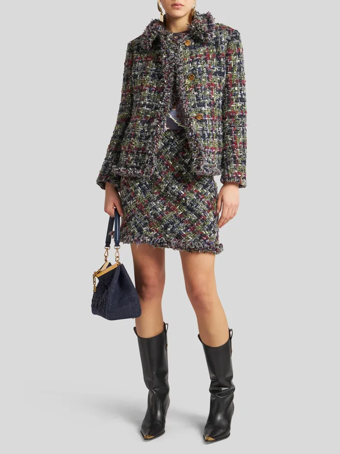Women Etro Jackets Boucl Jacket With Pegaso Buttons Multicolour Women Etro Jackets Boucl Jacket With Pegaso Buttons Multicolour