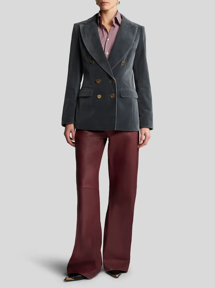 Women Etro Jackets DoubleBreasted Velvet Jacket Grey