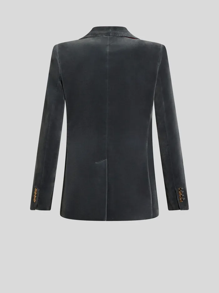 Women Etro Jackets DoubleBreasted Velvet Jacket Grey