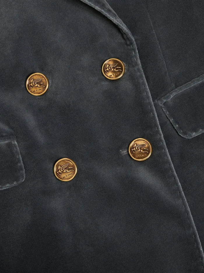 Women Etro Jackets DoubleBreasted Velvet Jacket Grey