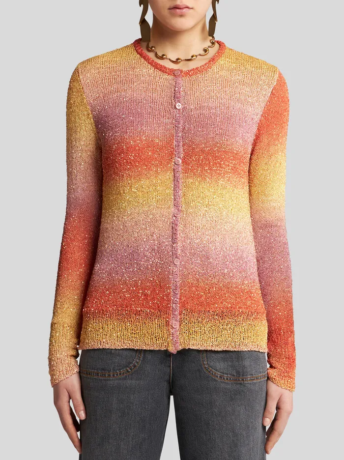 Women Etro Knitwear Knit Cardigan With Sequins Multicolour Women Etro Knitwear Knit Cardigan With Sequins Multicolour
