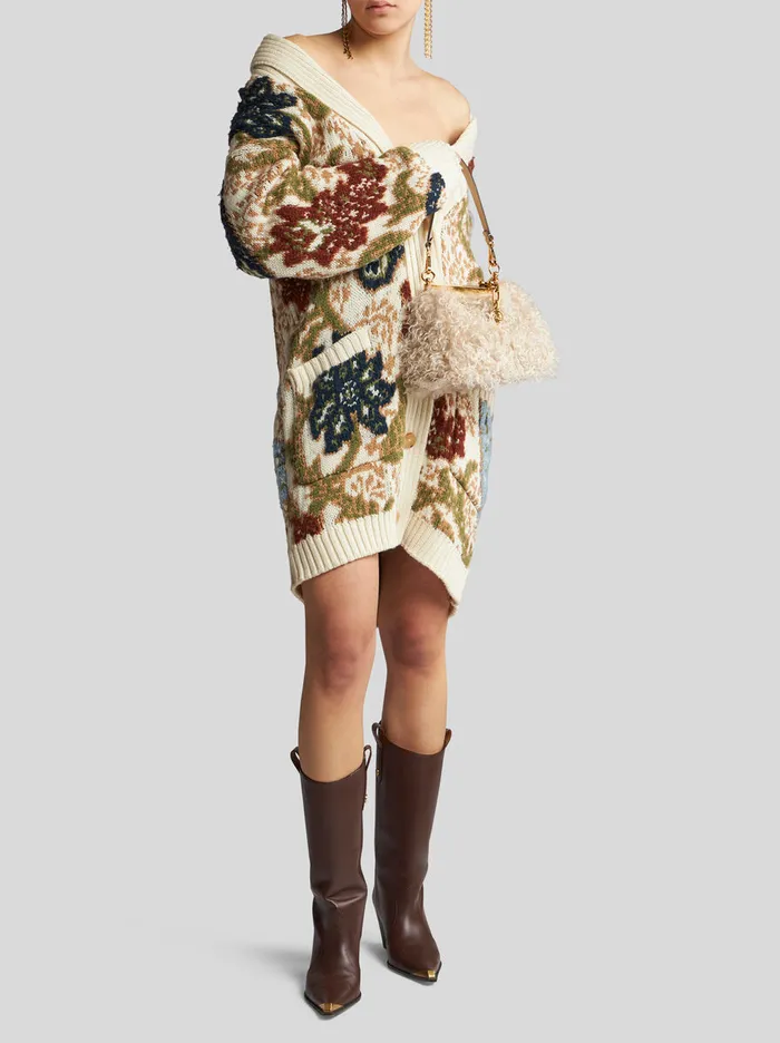 Women Etro Knitwear Knit Jacquard Maxi Cardigan Beige Women Etro Knitwear Knit Jacquard Maxi Cardigan Beige
