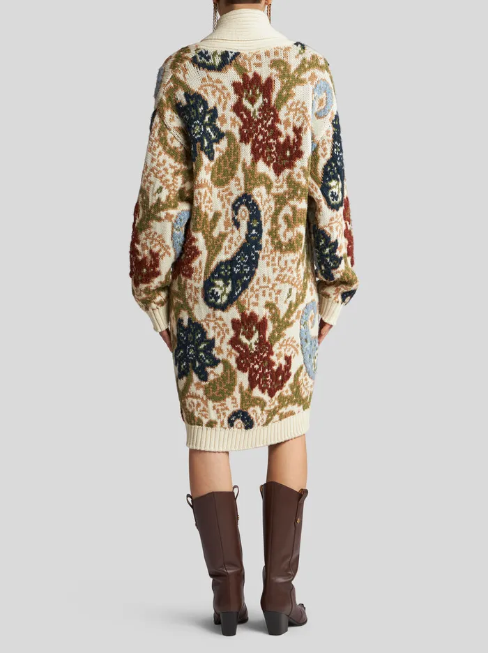 Women Etro Knitwear Knit Jacquard Maxi Cardigan Beige Women Etro Knitwear Knit Jacquard Maxi Cardigan Beige