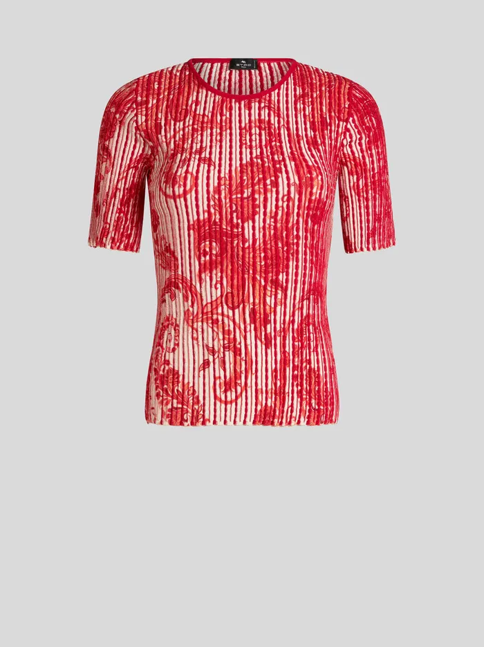 Women Etro Knitwear Printed Knit TShirt Red