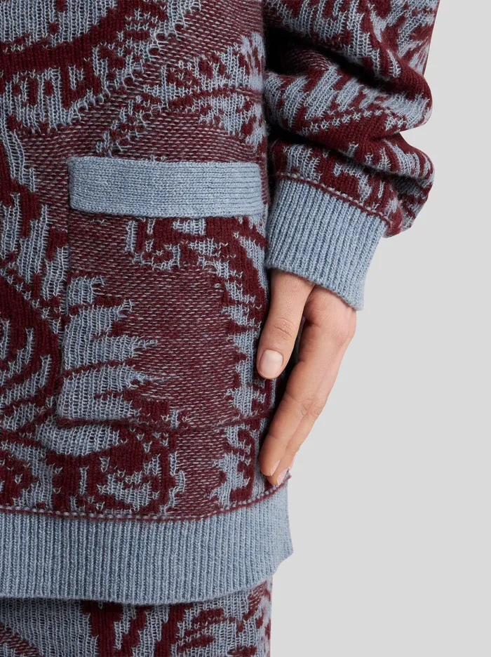 Women Etro Knitwear Wool Jacquard Cardigan Navy Blue Women Etro Knitwear Wool Jacquard Cardigan Navy Blue