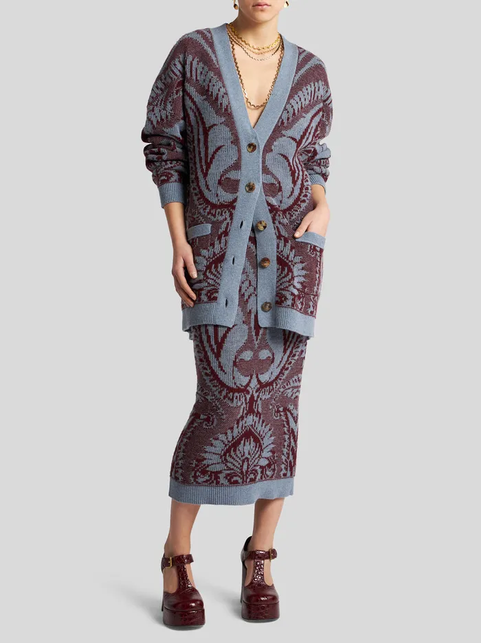 Women Etro Knitwear Wool Jacquard Cardigan Navy Blue Women Etro Knitwear Wool Jacquard Cardigan Navy Blue