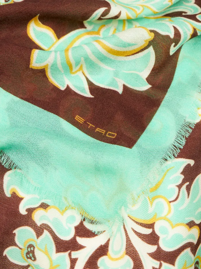 Women Etro Scarves And Silk Printed Cashmere And Silk Scarf Dark Brown Women Etro Scarves And Silk Printed Cashmere And Silk Scarf Dark Brown