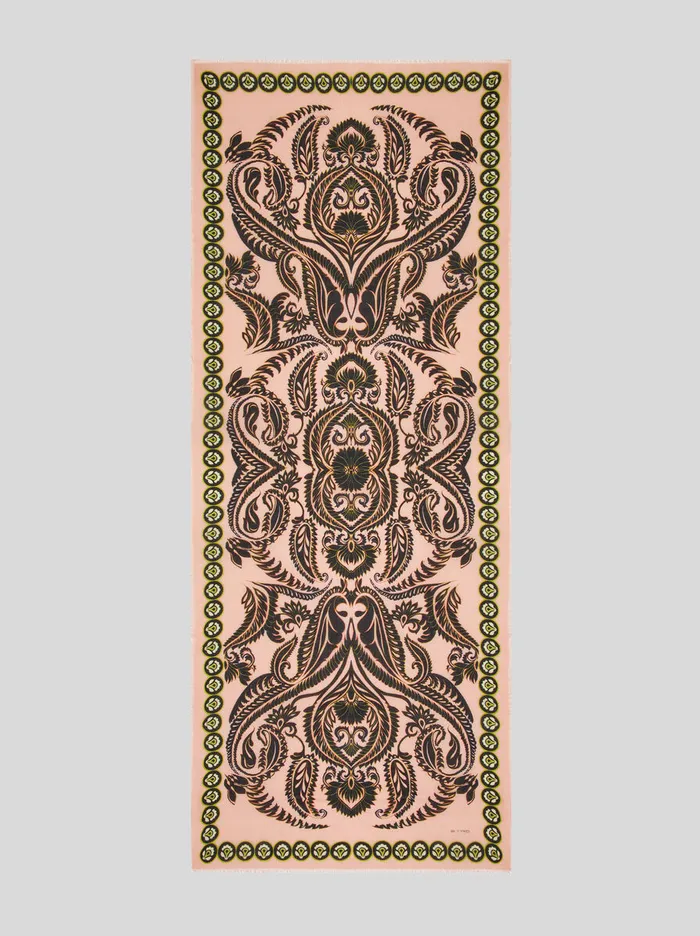 Women Etro Scarves And Silk Printed Cashmere And Silk Scarf Pink Women Etro Scarves And Silk Printed Cashmere And Silk Scarf Pink