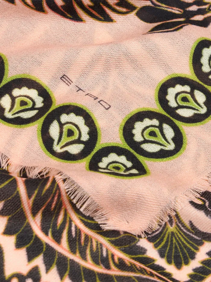 Women Etro Scarves And Silk Printed Cashmere And Silk Scarf Pink Women Etro Scarves And Silk Printed Cashmere And Silk Scarf Pink