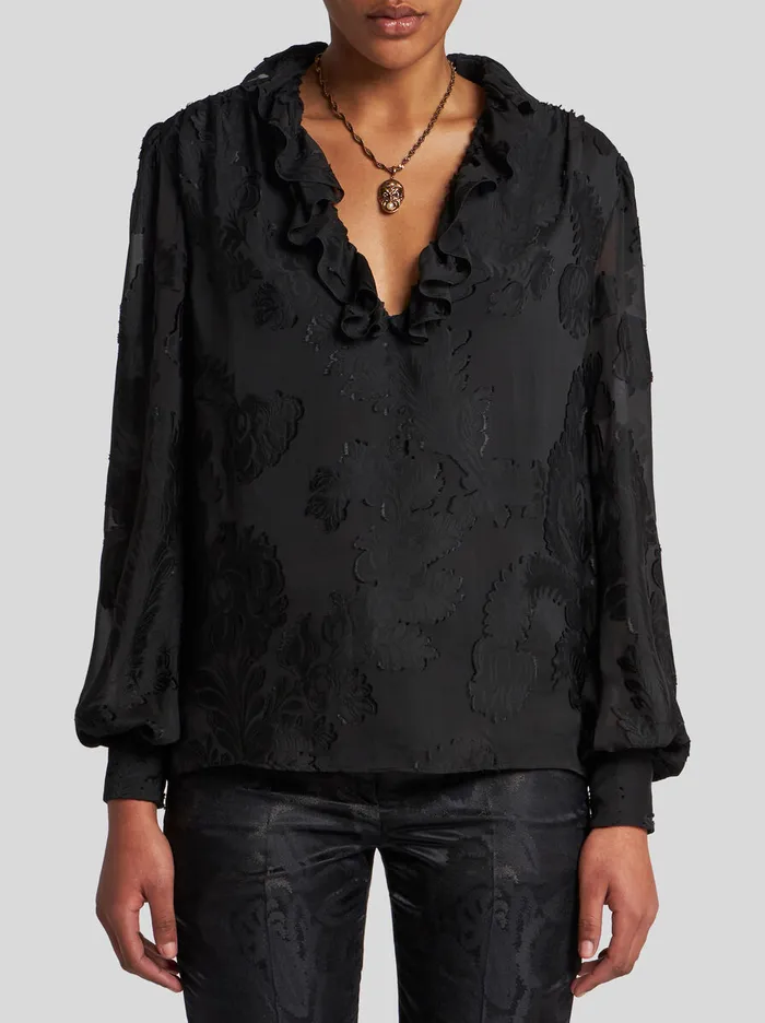 Women Etro Shirts And Blouses Jacquard Blouse Black